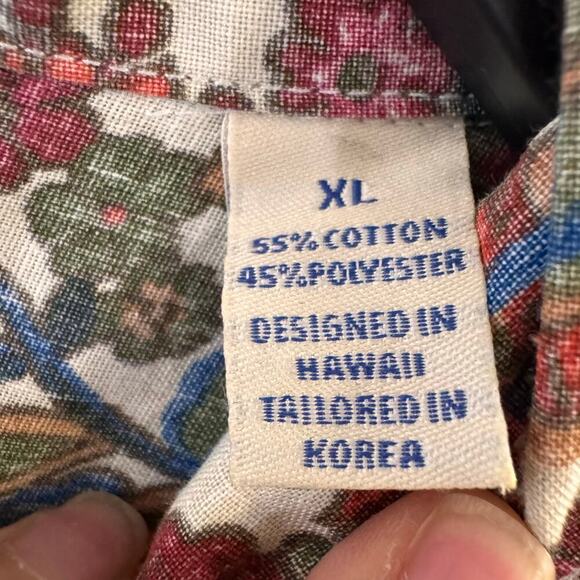 Vintage Reyn Spooner Floral Poplin Men’s Short Sleeve Shirt Size XL Hawaiian - Picture 7 of 7